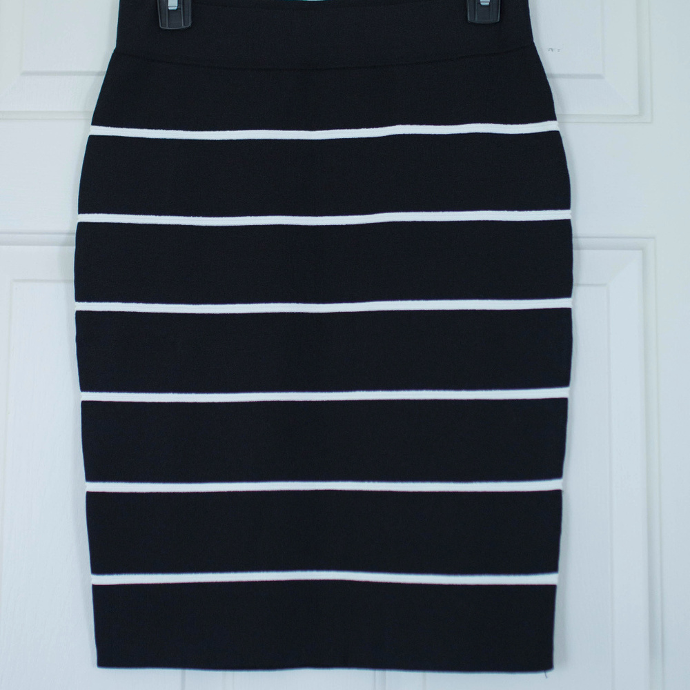 black and white striped pencil skirt by ELLE small